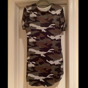 On Trend Camo Short Sleeve Casual Dress